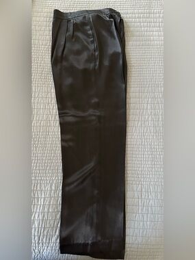 Vintage Sleek Satin-Look Black Trousers